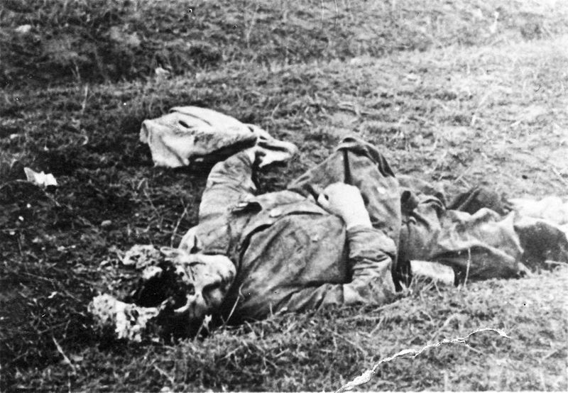 A Russain soldier lies dead from the onslaught of Barbarossa